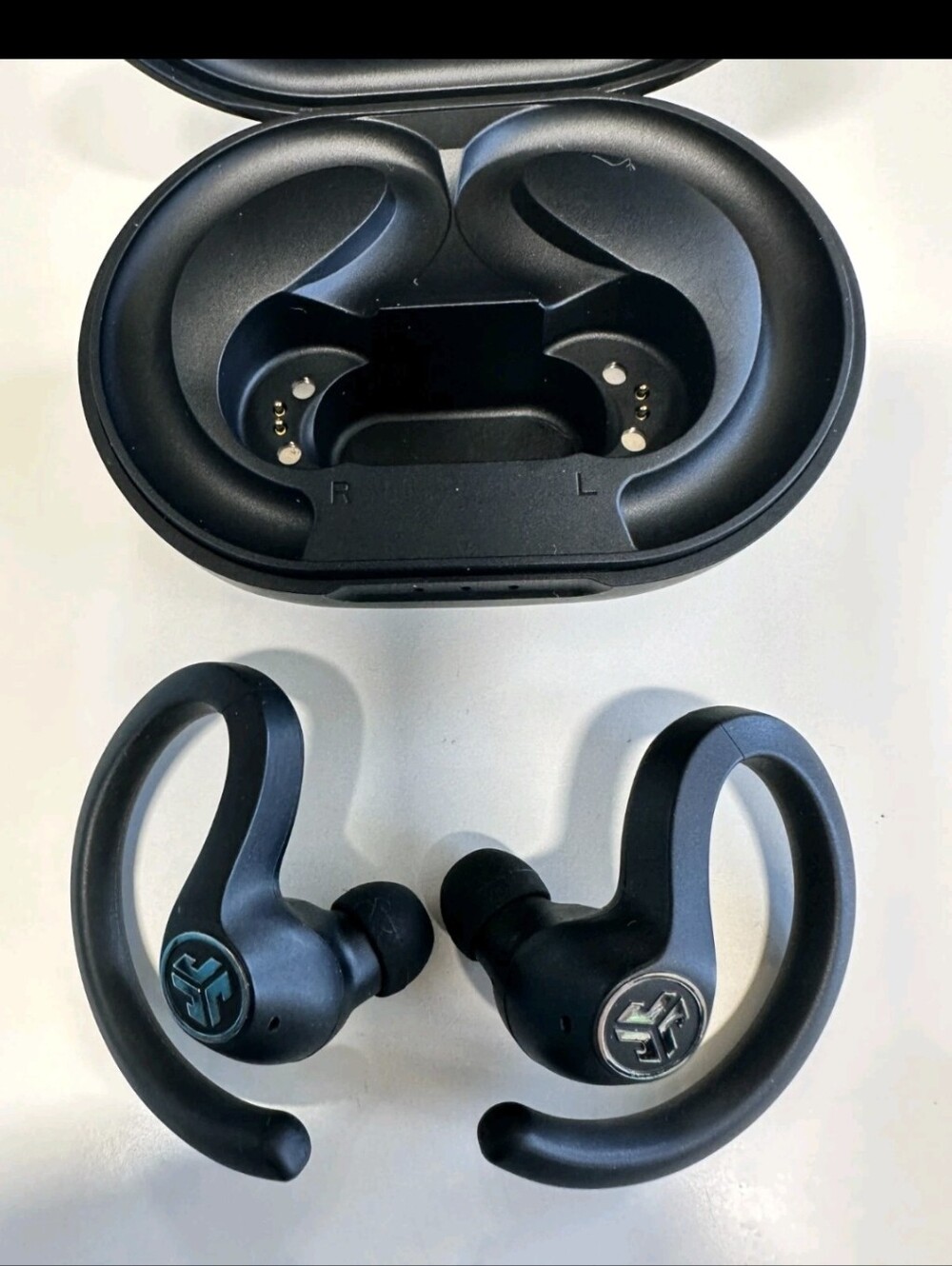 JBL Black Ear Hook Wireless Earbuds with Charging Case